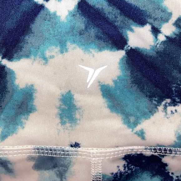 Old Navy Active Blue and White TyeDye Leggings Adjustable Cinch Legs Size Large - Picture 4 of 16